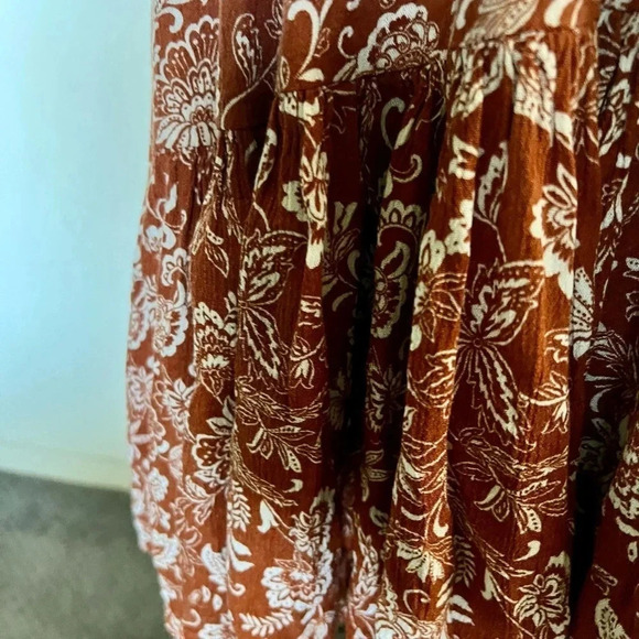 Lovely Day  BROWN FLORAL SMOCKED
TIERED‎ SKATER DRESS - Picture 4 of 11